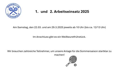 Arbeitseinsatz am 22.3. und 29.3. ab 10 Uhr